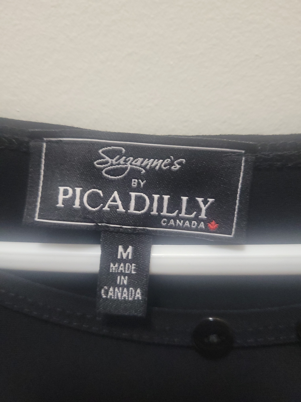 Picadilly Fashion Black Long-Sleeve Rounded Neck Top with Button Detail - Picture 3 of 3